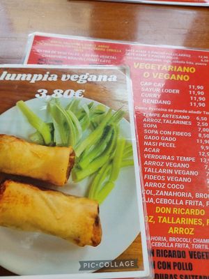 Some vegan options on the menu at Casa Ari in Gran Canaria