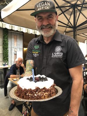 Birthday cake  at L'Orto Gia Salsamentario in Turin
