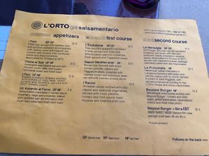 menu 1 at L'Orto Gia Salsamentario in Turin