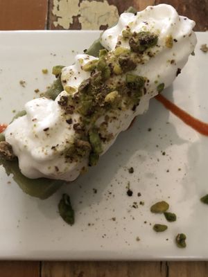 Raw pistachio cake   at L'Orto Gia Salsamentario in Turin