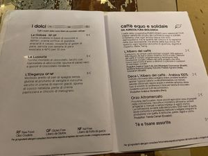 Menu dolci  #Veganuary at L'Orto Gia Salsamentario in Turin