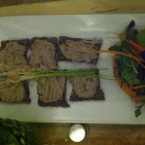 Raw crackers and cashew cheese at L'Orto Gia Salsamentario in Turin