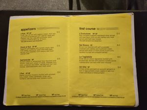 (English menu) antipasti and primi at L'Orto Gia Salsamentario in Turin