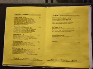 (English menu) secondi and contorni at L'Orto Gia Salsamentario in Turin
