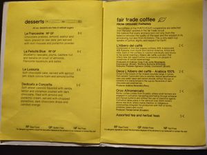 (English menu) dolce and caffe at L'Orto Gia Salsamentario in Turin