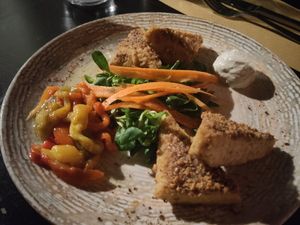 Baked tempeh at L'Orto Gia Salsamentario in Turin