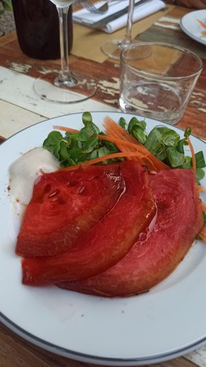 Anguria marinata in salsa tamari at L'Orto Gia Salsamentario in Turin