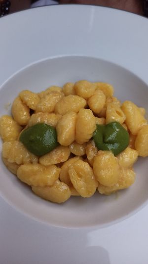 Gnocchi con ragù di soia sfumato al vino at L'Orto Gia Salsamentario in Turin