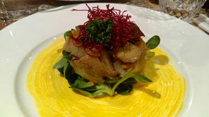 Seitan apple vinegar starter at L'Orto Gia Salsamentario in Turin