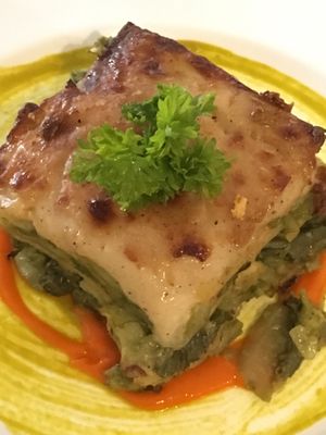 La Ligure: bean flour lasagna  at L'Orto Gia Salsamentario in Turin