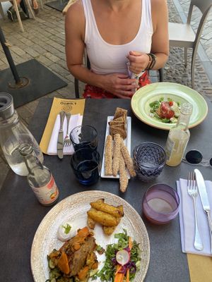 Excellent seitan and a nice savoury flan !  at L'Orto Gia Salsamentario in Turin