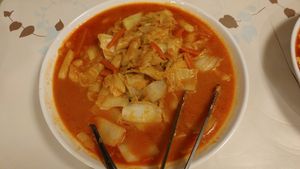 tteokbokki, very mild. needed to add chili to my serving at Jeoksubang - 적수방 in Seoul