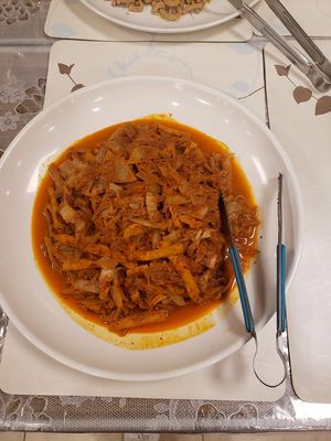 The best kimchi I have tasted with vegan meat at Jeoksubang - 적수방 in Seoul