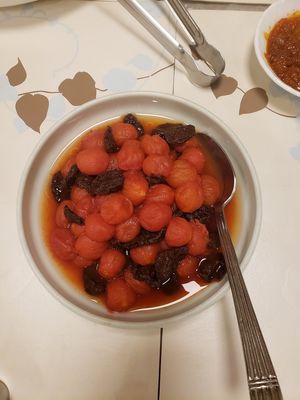 Creative dish, plum flavored tomatoes! at Jeoksubang - 적수방 in Seoul