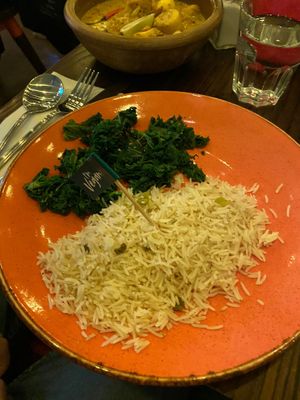 Rice and kale (comes with Bahian Jackfruit Curry) at Las Iguanas in South East London