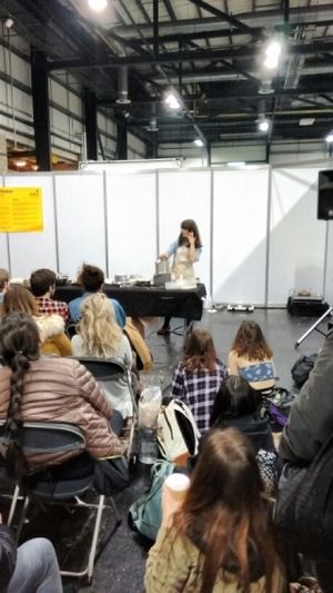 cooking demo at vegfest at Laurianne's Raw Cakes in Killearn