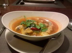 Mushroom Tom Yum soup at Mantra Thai in Newcastle Upon Tyne