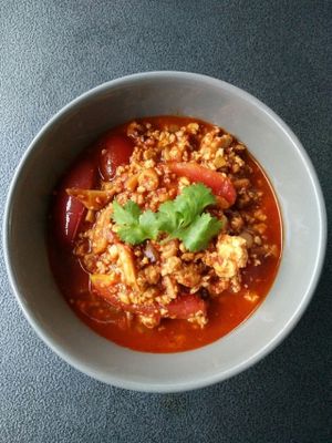 Northern Thai vegan pork and tomato spicy dip at Veggie Chef in Bangkok