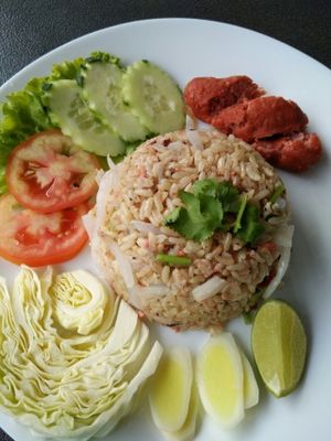 Fried rice with fermented sausage at Veggie Chef in Bangkok