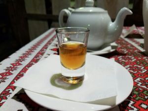 vodka shot at Kumanek in Tiraspol