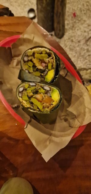 Vegan Deluxe burrito at Burrito Amor in Tulum