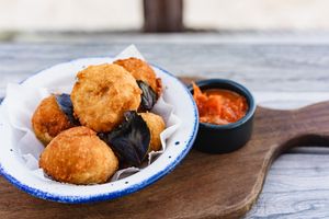 Vegan cheese croquettes - yyuuuummm!!! at Sanara  in Tulum