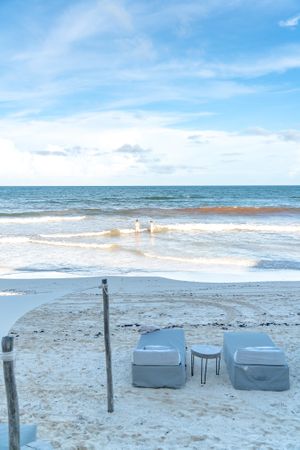 View from upstairs outdoor deck, their beach club below at Sanara  in Tulum