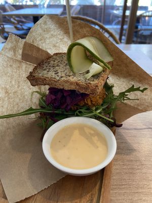 Sweet potato burger: tasted allright but was a bit dry at SUE in Rotterdam