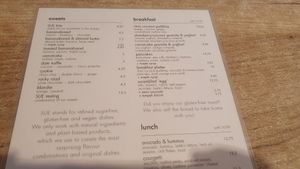 Menu at SUE in Rotterdam