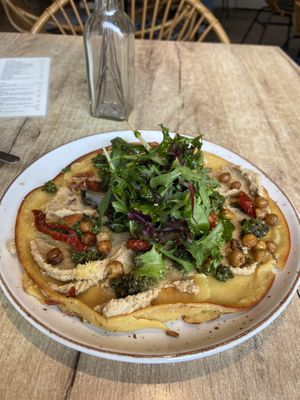 Socca: a very tasty chickpea pancake with Italian flavours  at SUE in Rotterdam