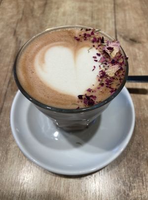 Rose latte  at SUE in Rotterdam