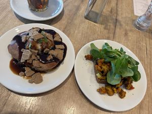 1/2 stroopwafel pancakes, 1/2 scrambled tofu eggg  at SUE in Rotterdam