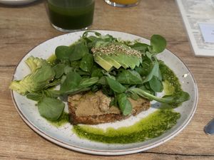 Avocado hummus toast  at SUE in Rotterdam