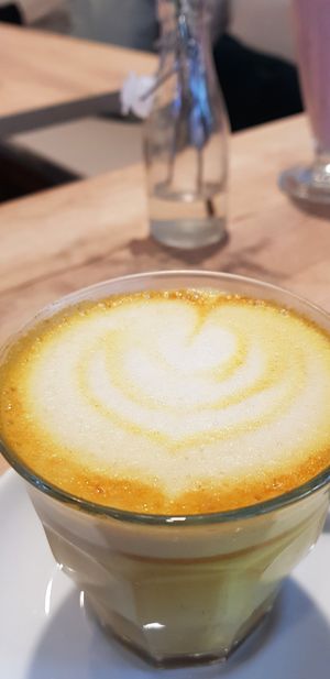 Turmeric latte at SUE in Rotterdam