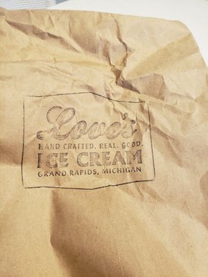 take away bag at Love's Ice Cream - Downtown Market in Grand Rapids