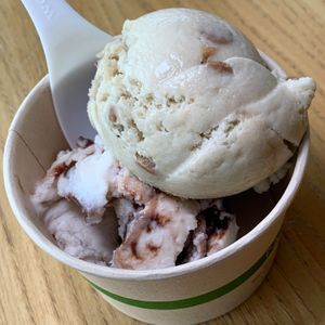 Vegan Banana Peanut Butter and Vegan Coconut Fudge Ripple at Love's Ice Cream - Downtown Market in Grand Rapids