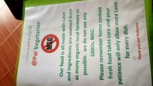 Menu at Pai Vegetarian in Pai