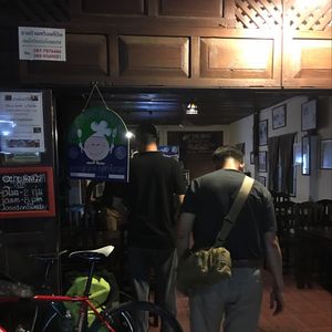 front of pai vegetarian at night  at Pai Vegetarian in Pai