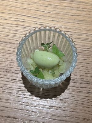 White currant, lemon verbena, ginger  at Grön Restaurant in Helsinki