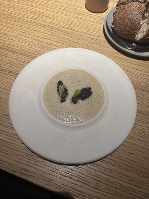 Morel, spruce shoot, truffle sauce  at Grön Restaurant in Helsinki