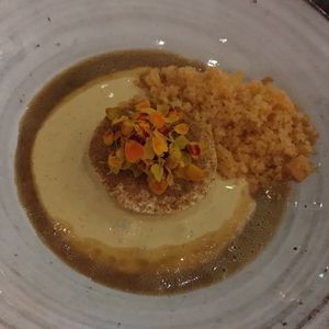 Excellent sea buckthorn dessert at Grön Restaurant in Helsinki