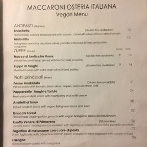 menu page 1 at Osteria Italiana in Clifton Hill