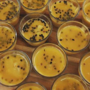 Mango and passion fruit mousse at Osteria Italiana in Clifton Hill