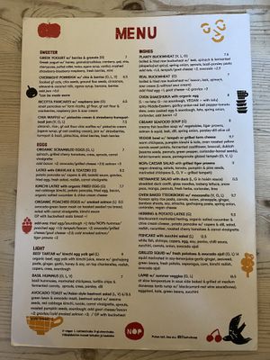 Menu  at NOP in Tallinn