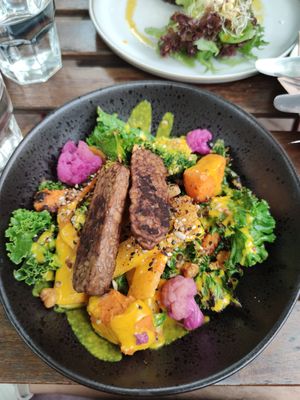 Vegan Veggie Warm Bowl with Tempeh at NOP in Tallinn