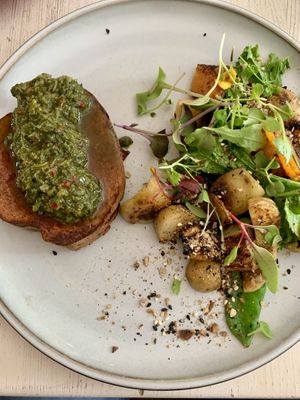 Steak thingy with pesto and potatoess  at NOP in Tallinn
