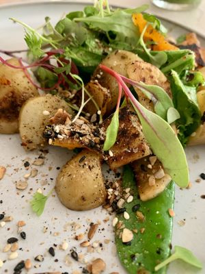 Potatoes were well seasoned and lovely garnishedd  at NOP in Tallinn