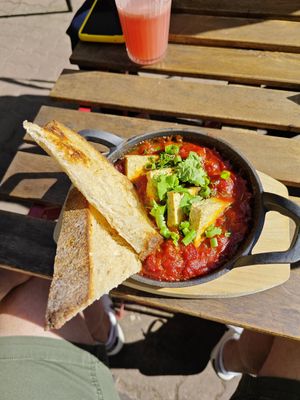 Vegan shakshuhka with tofu & sourdough bread at NOP in Tallinn