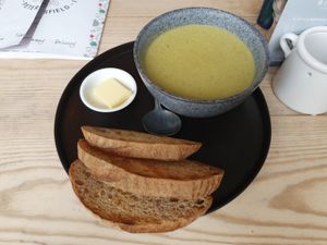 Soup of the day: broccoli and almond at The Natural Food Deli in Petersfield