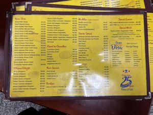 Menu 1 at Sri Ganesh's Dosa House in Jersey City